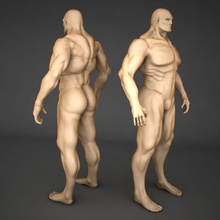 human body anatomy bodyguard character clay educational feel funny guys heavy male man masculine model muscle naked realistic simple skin strong 3d print model - Mito3D