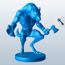 hiena beastman 2 escotilhas v2 machados mítico criaturas as printable lowpoly míticas 3d print model - Mito3D