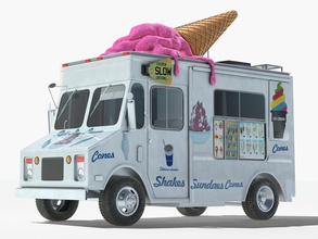 camion de crème glacée 3d bus des bonbons la glace bas modèle nosleepingt photo poly réel réaliste temps remorque le van var véhicule vray 3d print model - Mito3D