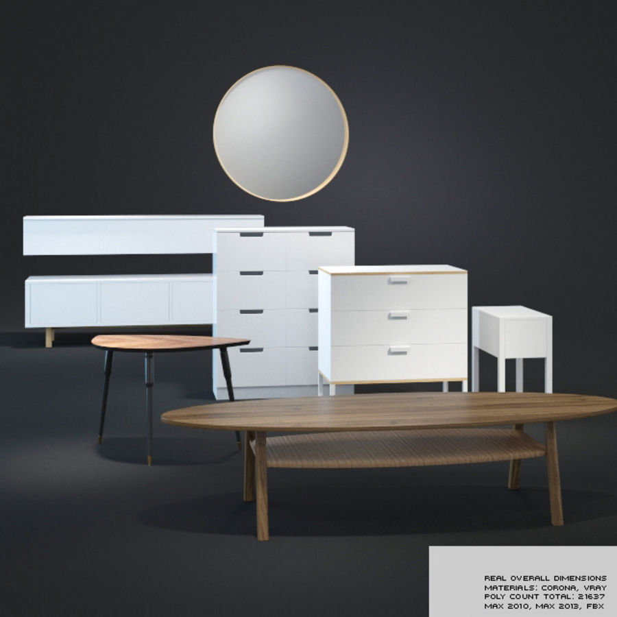 des meubles ikea de la collection 01 - 8 éléments l'appartement l'architecture besta bur fermé bureau plat l'ameublement le mobilier maison vivre lovbacken miroir modèle musor nordli chambre soar stockholm table trysil 3D print model - Mito3D