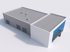 edificio industrial 08 de la arquitectura complejo volcado fábrica hangar fabricación modelo modero partes planta almacenamiento estructura almacén 3d print model - Mito3D