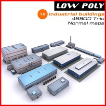 industrial buildings set 2 3dfreelancerus architecture building factory game heavy industry lower lowpoly manufactory model plant poly ready real site structure time 3d print model - Mito3D