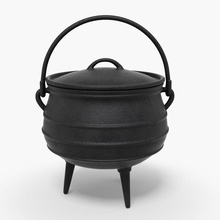 iron pot 3d appliance black cast cauldron container cooked cookware decor food furnishings handle metal model old plastyforma potjie realistic tool vray witch 3d print model - Mito3D