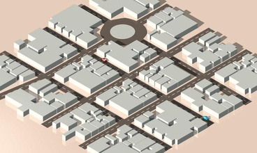 isometric city apple architecture auto building car cityscape degree game iso keyframe mac model pc peterquinn79 road rotary roundabout scene street structure toy truck urban 3d print model - Mito3D