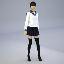 japanese girl school uniform asian character clothes female human japan lady mannequin model monkaddison people posed shop woman 3d print model - Mito3D