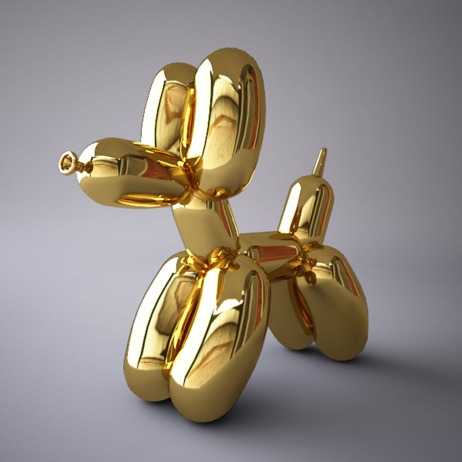 jeff koons balloon dog 3ds animal architecture chrome collection elements gold inflatable mali222 max model obj statue vray 3D print model - Mito3D
