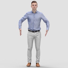 justin business ready-to-rig t-pose 2 - 3d human model 3dmetry blue casual character clothes dress formal guys kahki male man pants person posed ready realistic rig shirt stand t tpose white young 3d print model - Mito3D