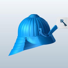 kabuto v1 capacete armas armadura printable lowpoly de 3d print model - Mito3D