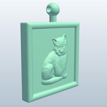 kitten sitting v1 key fob items printable lowpoly 3d print model - Mito3D