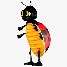 coccinelle caractère animal de l'animation bug dessin animé enfant mignon la fleur mouche jeu les insectes le kid vie chance mascotte modèle nature en jouant toon jouet virtualhorizonstudio l'aile 3d print model - Mito3D