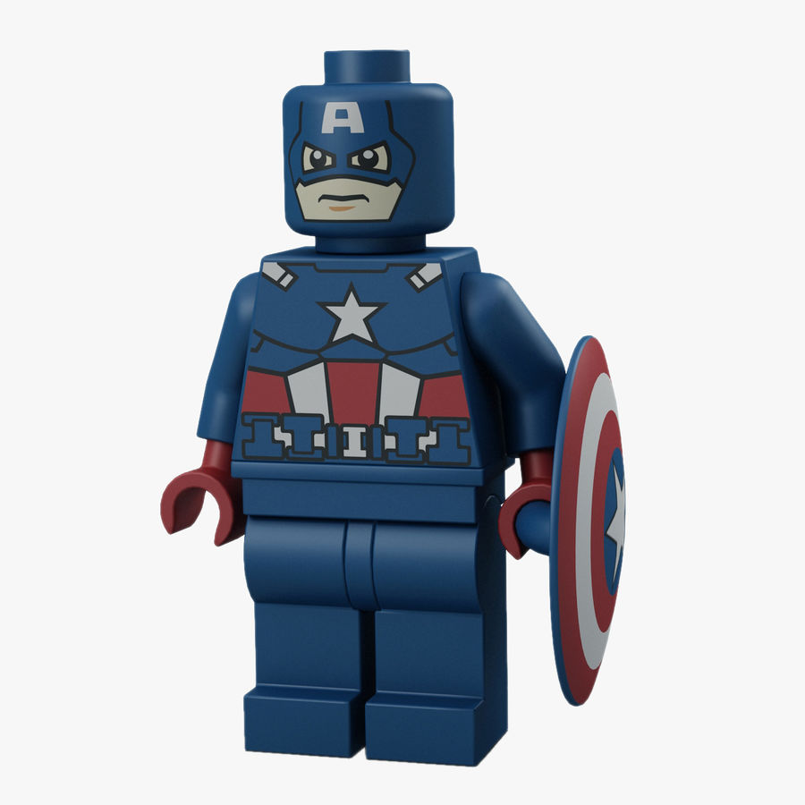 lego captain america 3d picasso l'amérique les blocs la brique capitan le capitaine dessin animé caractère enfant fig figure gars de l'homme legoman sexe masculin max mini minifig modèle personne en plastique jouant qualité l' toon jouet vray 3D print model - Mito3D