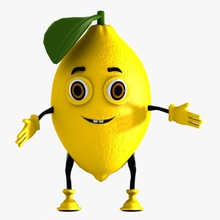 limon karakter çizgi film çocuk yaratıklar sevimli diyet gıda meyve oyun sağlık insanımsı maskot model canavar oynuyor SAP toon oyuncak sebze virtualhorizonstudio vitaminler 3d print model - Mito3D