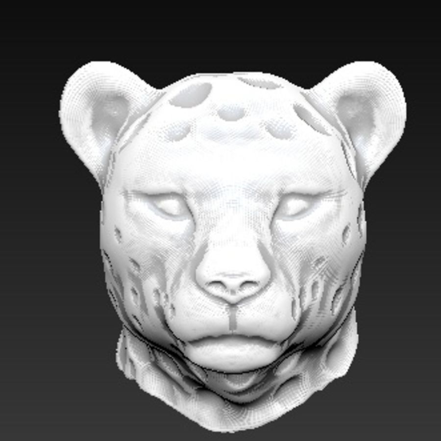 leopard head 3d africa african angry animal architecture cat cheetah cnc elements high lucky hunter 2008 mill model mold obj panther polygon printable prints sculpture snow spotted stl wild ztl 3D print model - Mito3D