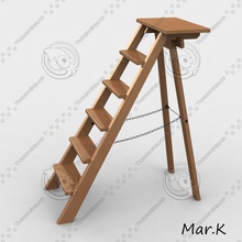 library steps antique chair furnishings furniture mar k stairs step stool wood 3d print model - Mito3D