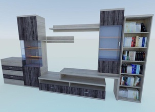 oturma odası mobilya kitaplar dolap kıyafetler masa mobilyalar gofree33 canlı model raf oda duvar 3d print model - Mito3D