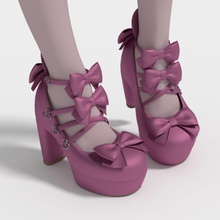 lolita shoes bow character clothes cwolf s girl harajuku heel japan model sandal woman 3d print model - Mito3D