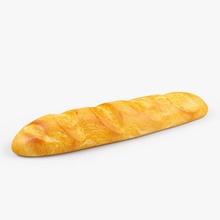 long bread 2 baguette baked biscuit breakfast bun crusted dough food fresh loaf lunch model ms dessi roll round tasty white 3d print model - Mito3D