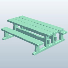 une longue table en bois v1 long à l'extérieur imprimable lowpoly 3d print model - Mito3D