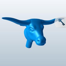 longhorn tête v1 animaux imprimable lowpoly 3d print model - Mito3D