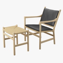 lounge chair & footrest carl ch44 ch53 danish furnishings furniture hans hansen model nstudio scandinavian son wegner 3d print model - Mito3D