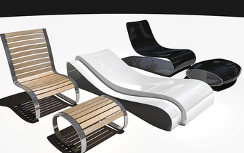 lounge chairs architecture chair chaise design exterieur furnishings furniture garden longue model modeluxe pack piscine pool swimming 3d print model - Mito3D