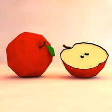 low poly apple game ready assets food fruit lower lowpoly lowpolylab model 3d print model - Mito3D