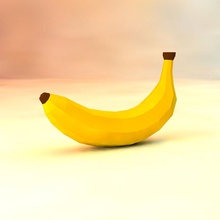 baja poli banana juego listo de los activos el plátano alimentos la fruta inferior lowpoly lowpolylab modelo 3d print model - Mito3D