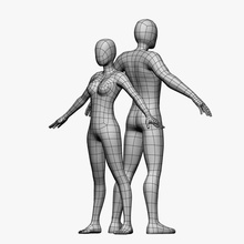 low poly base mesh-female male body character cyfus female girl guys human lady lower lowpoly man mesh model people person sculpt skinny woman 3d print model - Mito3D