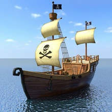 low poly cartoon pirate ship 3dsmax benallal boat cinema4d crafts fish lower lowpoly military model ocean recreational sail sailboat sea shipping texture water watercraft weapon 3d print model - Mito3D