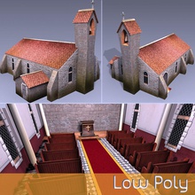 düşük poli şapel Ben uçak mimarlık bina Katedral kilise dış fantezi oyun tarihi ev iç daha Ortaçağ model poly hazır gerçek zamanlı şehir 3d print model - Mito3D