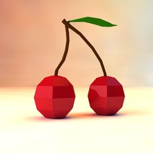 low poly cherry gioco pronto attività cibo frutta più in basso lowpoly lowpolylab modello poli 3d print model - Mito3D