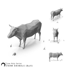 low poly farm animals bull animal basic bowery cow crowd figure game grange lower lowpoly mammal model mpoly prints ranch stylized toon trianglulate triangulated zoo zoology 3d print model - Mito3D