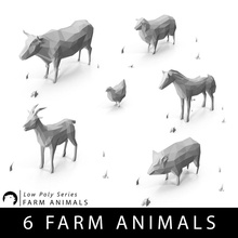 low poly farm animals animal basic bowery chicken cow crowd figure game goat horse lamb lower lowpoly mammal model mpoly pig prints ranch sheep stylized toon trianglulate zoo 3d print model - Mito3D