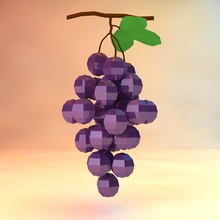 low poly grapes game ready assets berry food fruit grape lower lowpoly lowpolylab model 3d print model - Mito3D