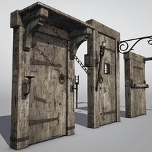 low poly medieval hardware set 3d architecture braces builder candelabra castle collection door dungeons elements fantasy hasp hinge historic iron knob light lower metal model old props pull rusty straps torch 3d print model - Mito3D