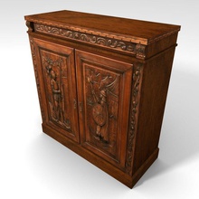 low poly medieval themed cabinet aged carved castle furnishings furniture game lower middle thetexturestore wood wooden 3d print model - Mito3D