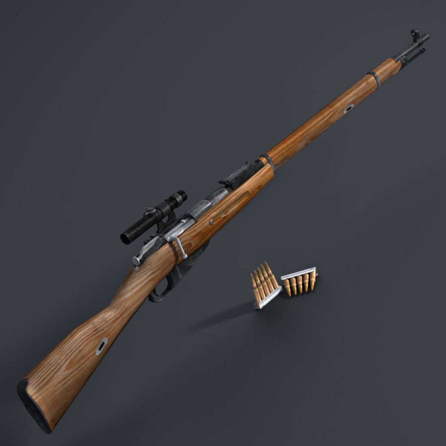 low poly rifle mosin munição munições bala o detalhe jogo arma inferior lowpoly militar modelo poli psolodov pronta rússia âmbito de aplicação sniper tex urss 3D print model - Mito3D