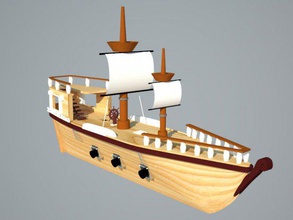 düşük poli korsan gemisi gemi tekne su zanaat araç 3d print model - Mito3D