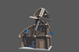 low poly stylized windmill lowpoly city building free game ready architecture 3d print model - Mito3D