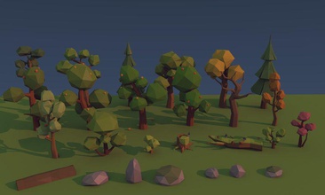 low poly trees bushes collection environments fantasy forest game lower lowpoly maxkopp model nature pack plant small stone tree wood 3d print model - Mito3D