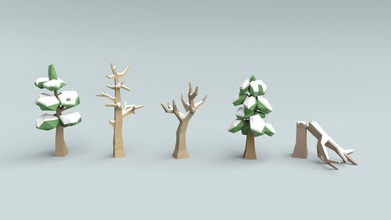low poly winter trees bark blenderblock forest leaf lower lumber model nature plant tree wood 3d print model - Mito3D