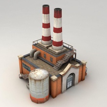 lowpoly factory powerplant architecture building chemical energy industrial industry kvakling lower manufacture model plant poly power refinery structure tank warehouse 3d print model - Mito3D