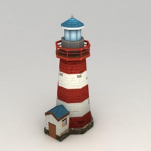 lowpoly lighthouse model architecture beacon building fresnel kvakling lamp light lower navigation ocean poly seaport signal storm structure tower 3d print model - Mito3D