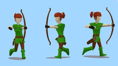 lowpoly feminino medieval archer o arqueiro braço arco dos desenhos animados castelo personagem coleção jogo garota humanos cavaleiro senhora modelo thingcrafter guerreiro arma a mulher 3d print model - Mito3D