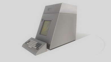 lowpoly plato ıv terminal pc varlıklar bilgisayar elektronik oyun tarihi klavye model monitör nostaljik eski Platon sahne sisli01 3d print model - Mito3D