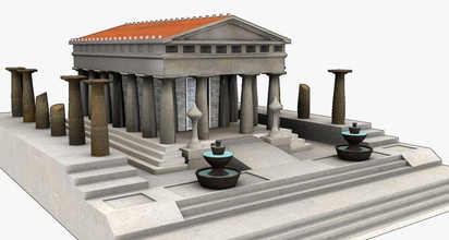 lowpoly templo romano antiguo de la arquitectura fantasía juego histórico modelo listo real estructura los templos tiempo z3phirrus 3d print model - Mito3D
