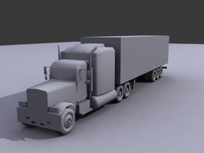 lowpoly truck heavy lkw long lorry lower model poly semi stanloshka trailer vehicle 3d print model - Mito3D