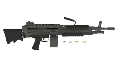 m249 saw di munizioni l'esercito automatico la cintura fuoco pistola luce lmg m300 macchina mdubzem modello moderna visto shell squadra l'arma 3d print model - Mito3D