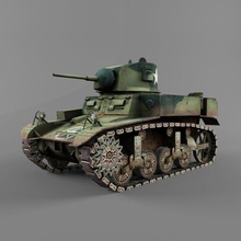 m3 stuart Amerikan zırh ordu topçu savaş kuvvet ağır ışık daha düşük lowpoly askeri model poly tank ulaşım araç silah dünya İkinci Dünya Savaşı xxxgaurangaxxx 3d print model - Mito3D