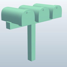 mailboxesonwoodenpost v1 3 mailboxes wooden railing architecture printable lowpoly 3d print model - Mito3D